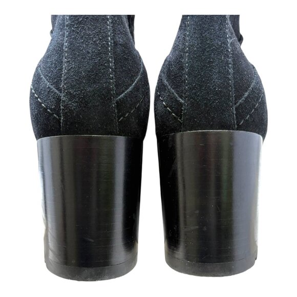 Aquatalia Isotta Black Suede Block Heel Moto Inspired Booties - Picture 8 of 11